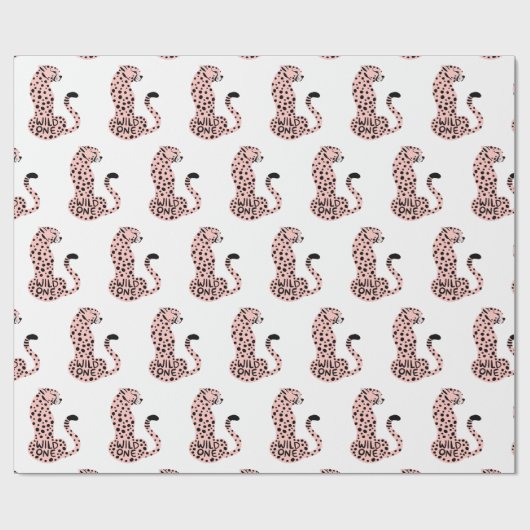 Wild One Pink Leopard Geschenkpapier (Flach)