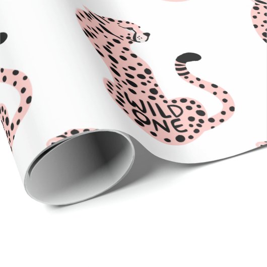 Wild One Pink Leopard Geschenkpapier (Rolleneckpunkt)