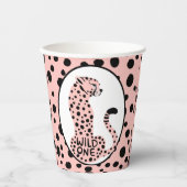 Wild One Pink Leopard Print Junggeselinnen-Abschie Pappbecher (Vorderseite)