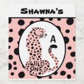 Wild One Pink Leopard Print Junggeselinnen-Abschie Weinetikett (Einzelnes Label)