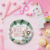 Wild One Pink Safari 1st Birthday Pappteller (Party)