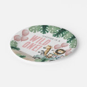 Wild One Pink Safari 1st Birthday Pappteller (Schrägansicht)