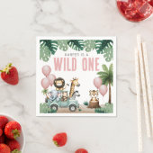 Wild One Pink Safari 1st Birthday Serviette (Beispiel)