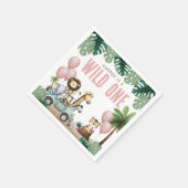 Wild One Pink Safari 1st Birthday Serviette (Ecke)
