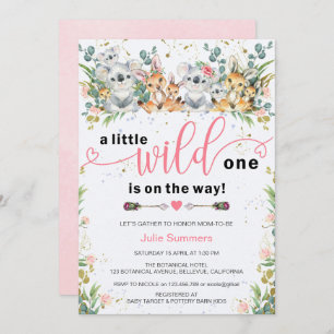 Wild One Pink Safari Girl Baby Shower Einladung