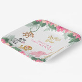 Wild ONE - Pink Safari Girl's ERSTER Geburtstag Pappteller (Gewinkelt)