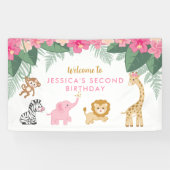 Wild ONE - Pink Safari Girl's ZWEITEN Geburtstag Banner (Horizontal)