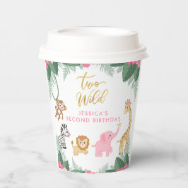 Wild ONE - Pink Safari Girl's ZWEITEN Geburtstag Pappbecher