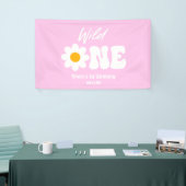 Wild One Pink White Daisy Retro 1. Geburtstag Banner (Messeveranstaltung)