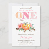 Wild one Pumpkin 1. Geburtstag Einladungen für Mäd (Vorderseite)