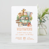 Wild One Pumpkin Safari 1. Geburtstag Einladung (Stehend Vorderseite)
