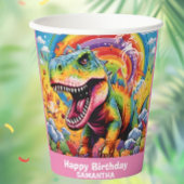 Wild One Rainbow Dinosaur Pink Pappbecher