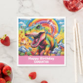 Wild One Rainbow Dinosaur Pink Serviette (Beispiel)