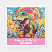 Wild One Rainbow Dinosaur Pink Serviette (Vorderseite)