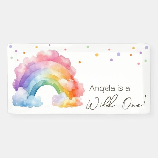 Wild One Rainbow Kindergeburtstag Banner (Horizontal)