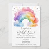 Wild One Rainbow Kindergeburtstag Einladung (Vorderseite)