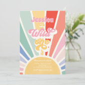 Wild One Rainbow Sunshine 1. Geburtstag Party Einladung (Stehend Vorderseite)