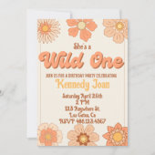 Wild One Retro Blume Einladung (Vorderseite)