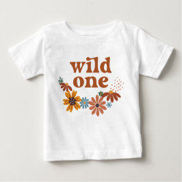 Wild One Retro Boho Wildblume 1. Geburtstag Baby T-shirt