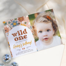 Wild One Retro Boho Wildblume 1. Geburtstag Foto