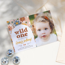 Wild One Retro Boho Wildblume 1. Geburtstag Foto