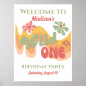 Wild One Retro Rainbow Daisy Welcome Poster (Vorne)