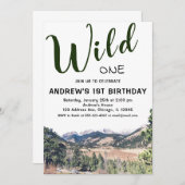 Wild One Rustic Mountain 1. Geburtstag Einladung (Vorne/Hinten)