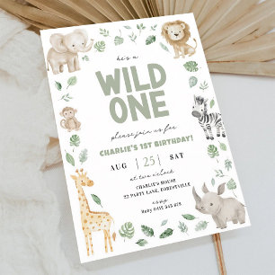 Wild One Safari 1. Geburtstag Dschungel-Tier Einladung