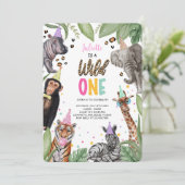 Wild One Safari 1. Geburtstag Einladung (Stehend Vorderseite)