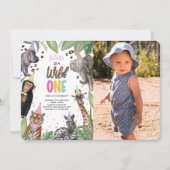 Wild One Safari 1. Geburtstag Foto Einladung (Vorderseite)