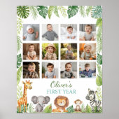 Wild One Safari 1. Geburtstag Meilenstein Zeichen Poster (Vorne)