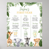 Wild One Safari 1. Geburtstag Meilenstein Zeichen Poster (Vorne)