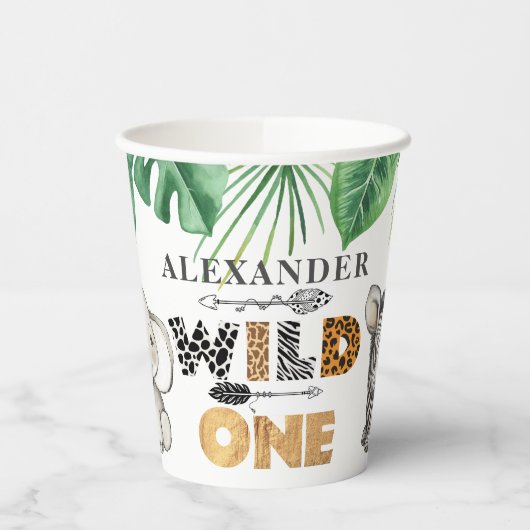 Wild One Safari 1. Geburtstag Papier Cup Pappbecher (Links)