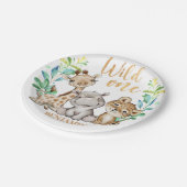 Wild One Safari 1. Geburtstag Papierplatte Pappteller (Schrägansicht)