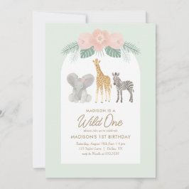 Wild One Safari 1. Geburtstag Party Einladung