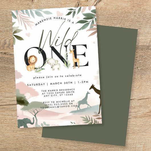 Wild One Safari 1. Geburtstag Party Einladung