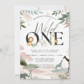 Wild One Safari 1. Geburtstag Party Einladung (Vorderseite)