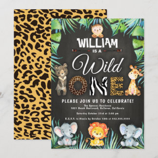 Wild One Safari 1. Geburtstag Party Einladung