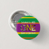 Wild One Safari 1. Geburtstag Party Kind Button (Vorne & Hinten)