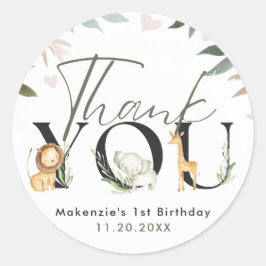 Wild One Safari 1. Geburtstag Party Runder Aufkleber