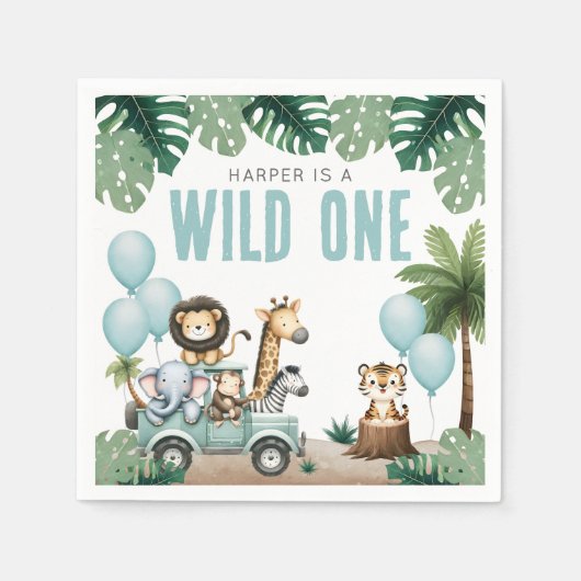 Wild One Safari 1st Birthday Serviette (Vorderseite)