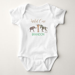 Wild One Safari Animal 1. Geburtstag Baby Bodysuit Strampler