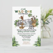 Wild One Safari Animal Baby Dusche Einladung (Stehend Vorderseite)