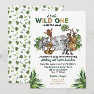 Wild One Safari Animal Baby Dusche Einladung