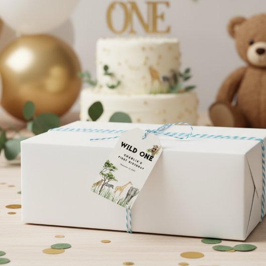 Wild One Safari Animal Birthday Geschenkanhänger