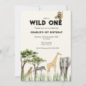 Wild One Safari Animal Birthday Invitation Einladung (Vorderseite)