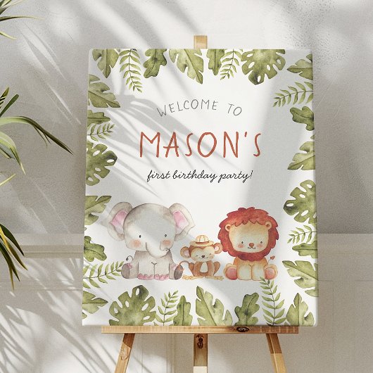 Wild One Safari Animal Birthday Party Begrüßungsze Poster