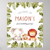 Wild One Safari Animal Birthday Party Begrüßungsze Poster (Vorne)