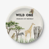 Wild One Safari Animal Birthday Party Pappteller (Vorderseite)