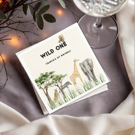 Wild One Safari Animal Birthday Party Serviette